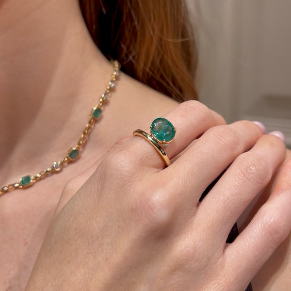 Emerald with Yellow Gold Ring