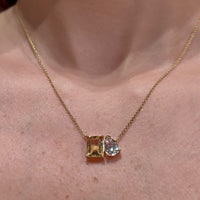 White Topaz & Citrine Pendant with 14K Yellow Gold Necklace