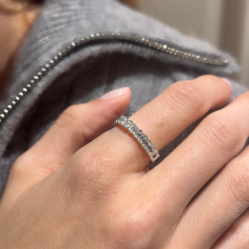 14K White Gold & Baguette Diamond Rings