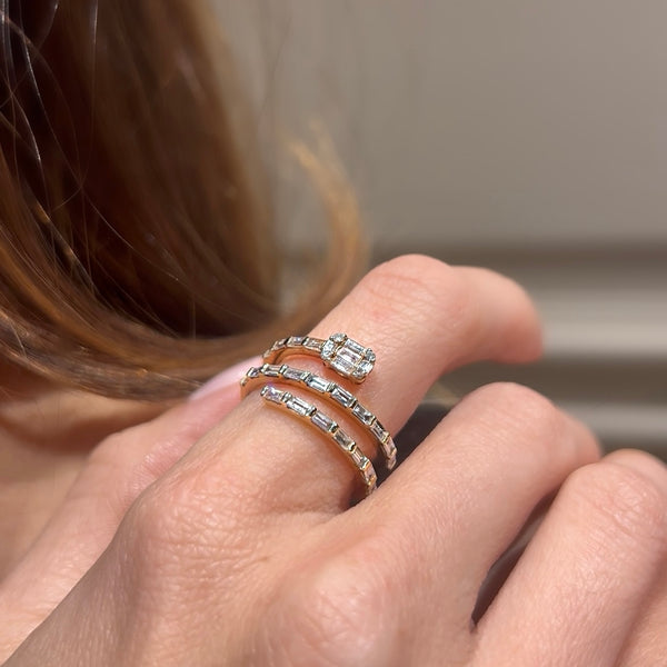 Diamond Baguette Snake Wrap Ring