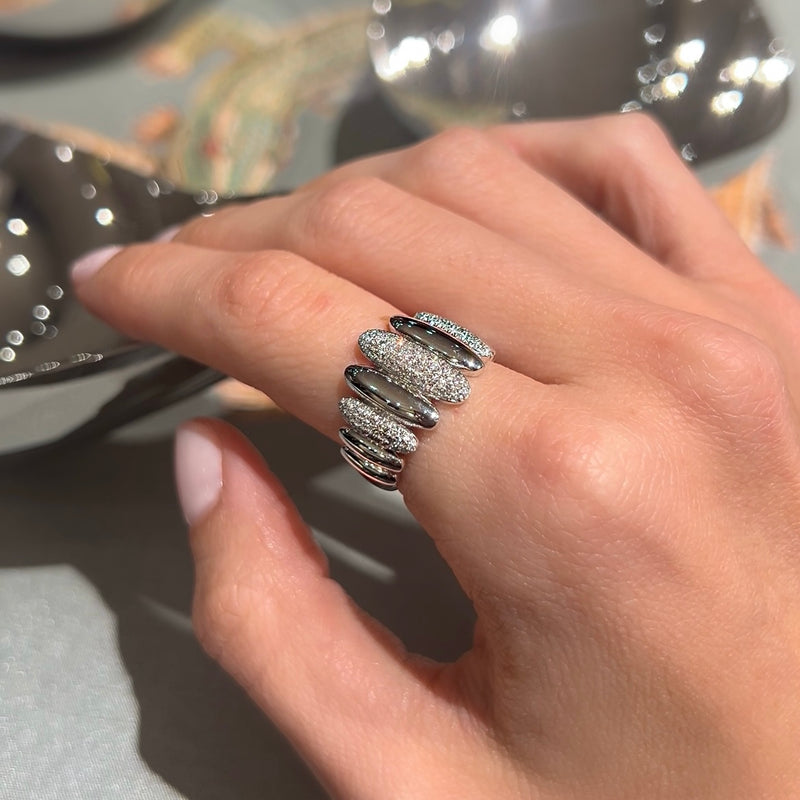 14K White Gold & Diamond Oval Rings