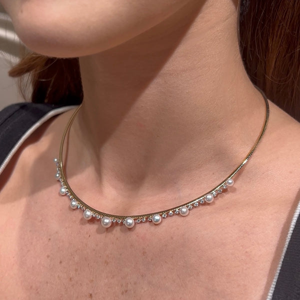 Pearls Choker on 14K Yellow Gold Necklaces