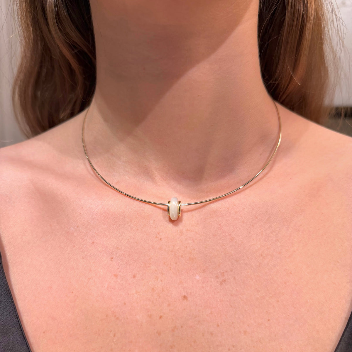 Mother of Pearl with Yellow Gold Circled Charm