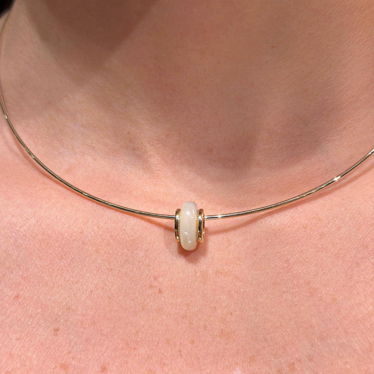 Mother of Pearl with Yellow Gold Circled Charm