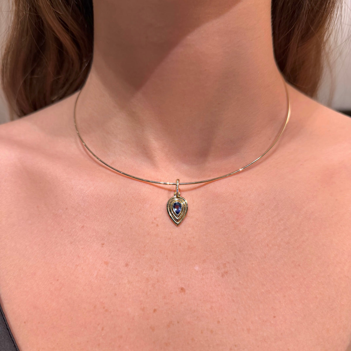 Blue Sapphire on 14K Yellow Gold Pendant