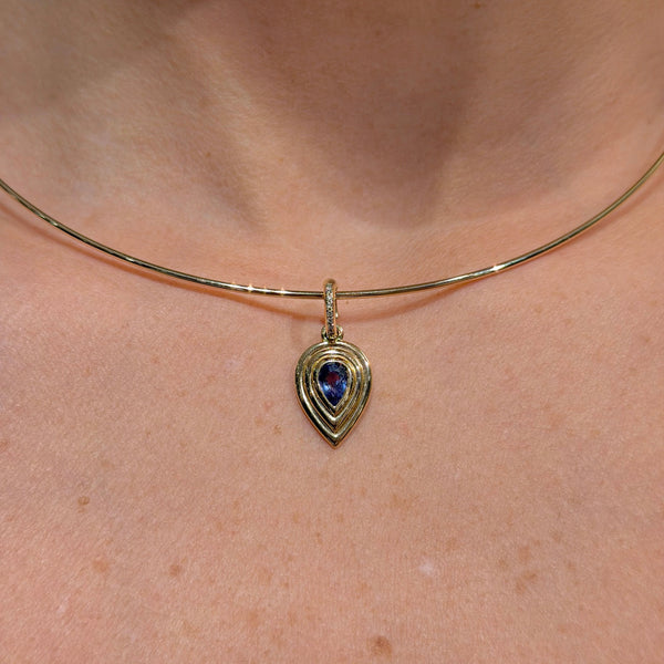 Blue Sapphire on 14K Yellow Gold Pendant