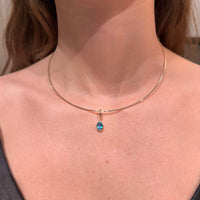 Blue Topaz Oval Charm with 14K Yellow Gold