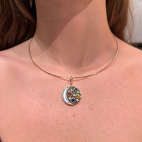 Moon & Stars Mother of Pearl with Multicolor Sapphire Charm