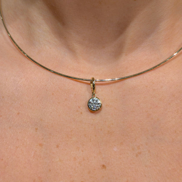 Round Cut Lab Diamond on 14K Yellow Gold Pendant