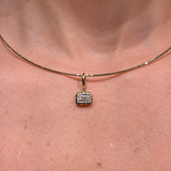 Emerald Cut Lab Diamond on 14K Yellow Gold Pendant