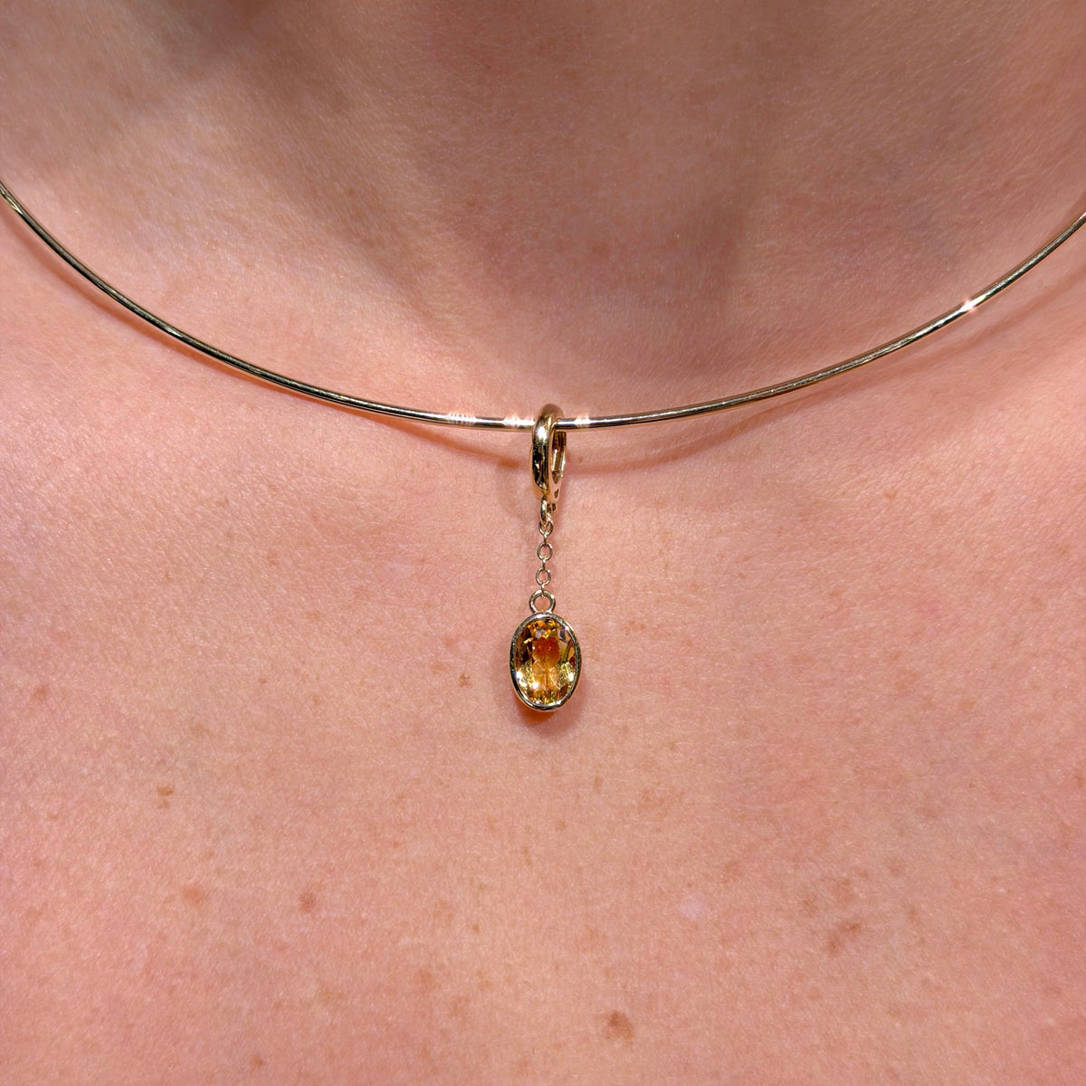 Citrine Oval Charm with 14K Yellow Gold
