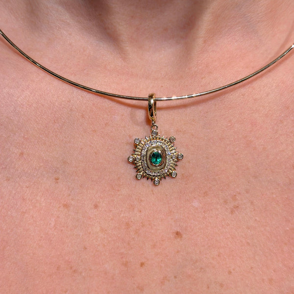 Sun Rays Emerald & Diamonds Charm