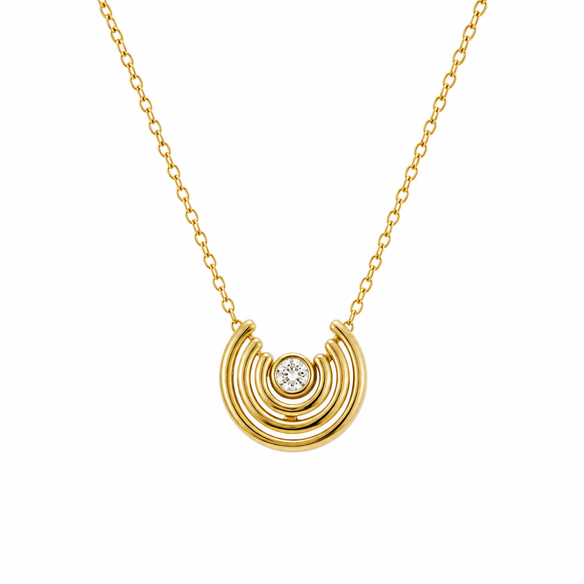 Collar con diamante y oro amarillo de 14 quilates
