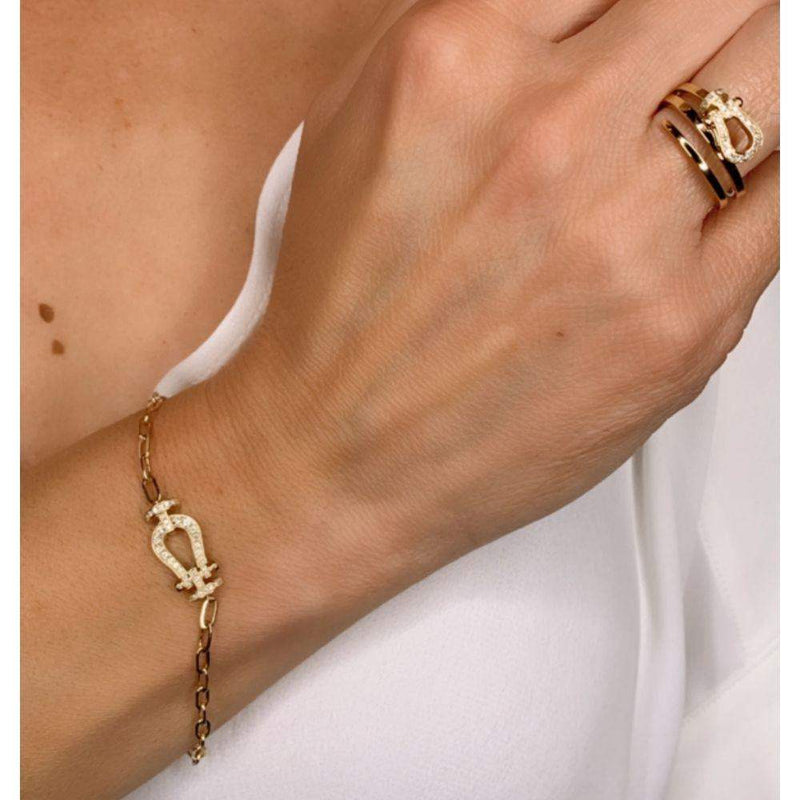 Hardware Diamond Clip Chain with 14K Yellow Gold Bracelets