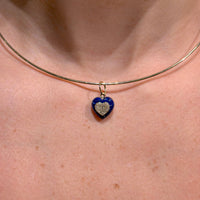 Lapilasuli Heart with Diamonds on 14K Yellow Gold Charm