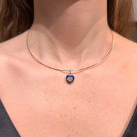 Lapilasuli Heart with Diamonds on 14K Yellow Gold Charm
