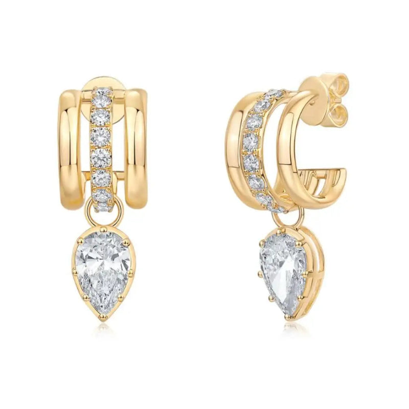 Aretes de hoop con oro amarillo de 14 quilates  y diamantes