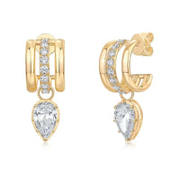 Aretes de hoop con oro amarillo de 14 quilates  y diamantes