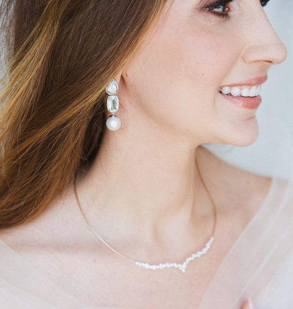 Diamond Leaf Choker on 18K White Gold Necklace