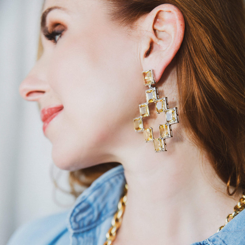 Citrine with Diamond Earrings