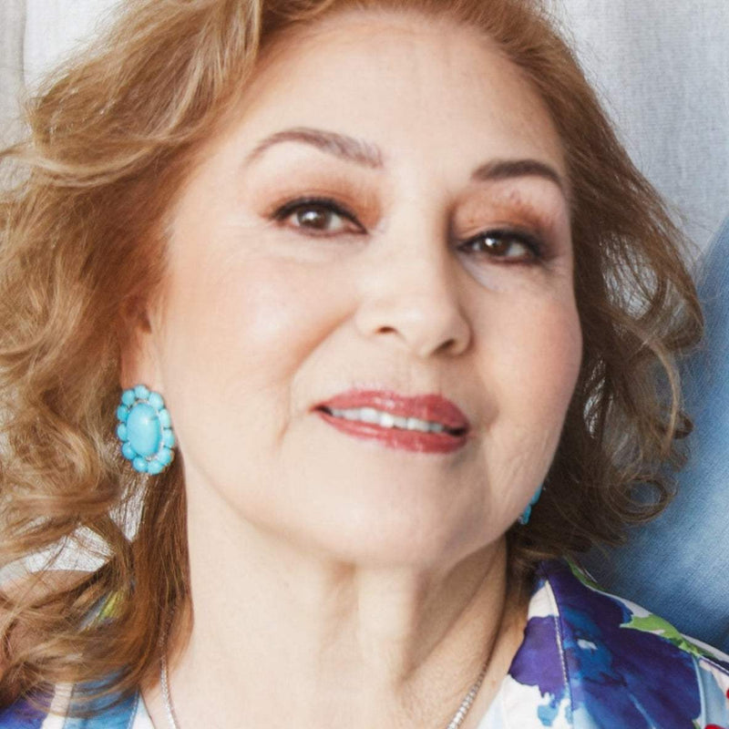 Sleeping Beauty Turquoise Flower Stud Earrings