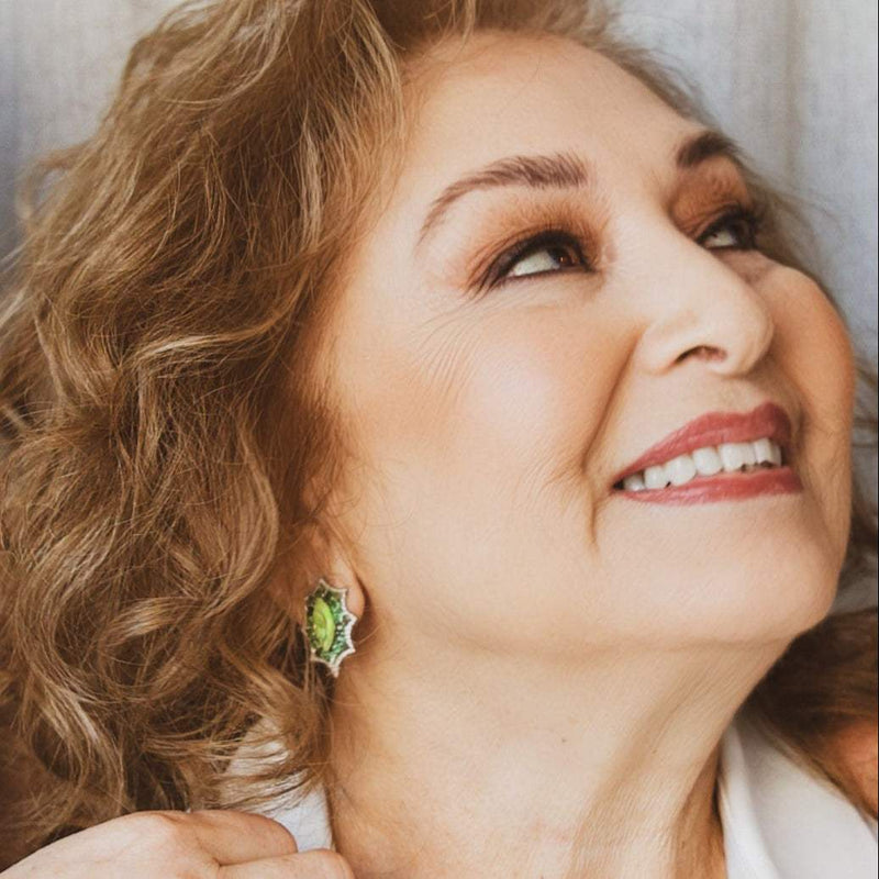 Opal & Tsavorite Eye with Diamond Stud Earrings