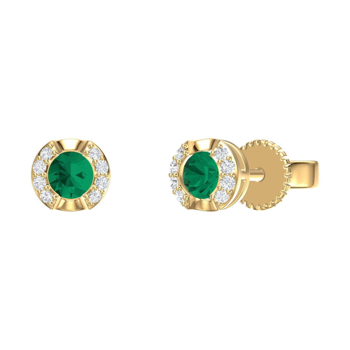 Set Round Emerald and Diamonds Necklace & Earrings