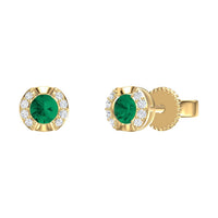 Set Round Emerald and Diamonds Necklace & Earrings