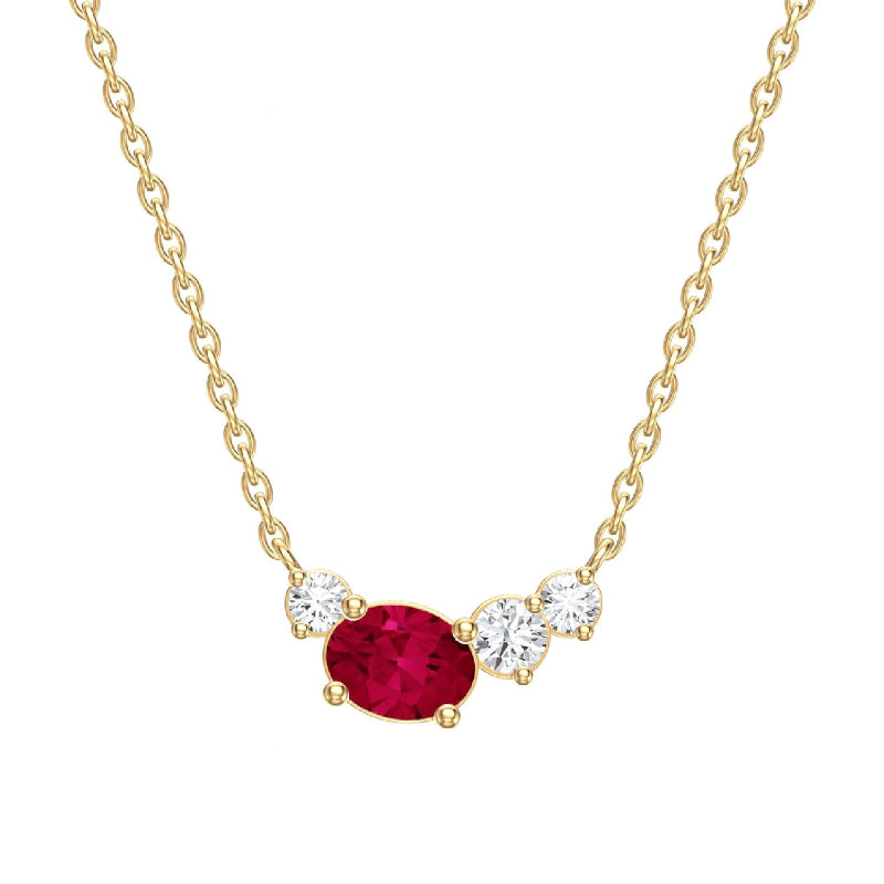 14K Yellow Gold Rubyand Diamond Necklaces