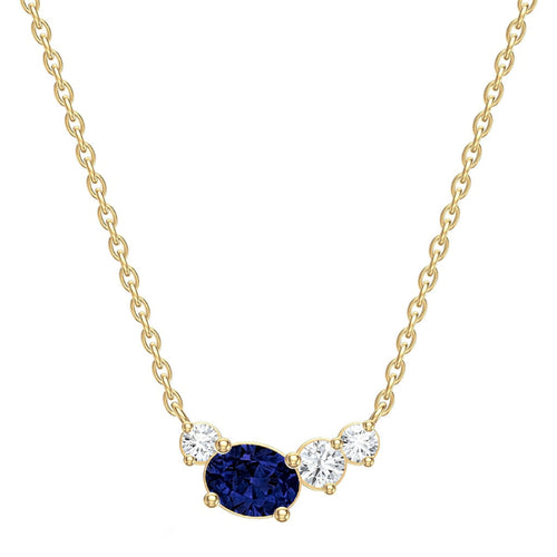 14K Yellow Gold Blue Sapphire and Diamond Necklaces