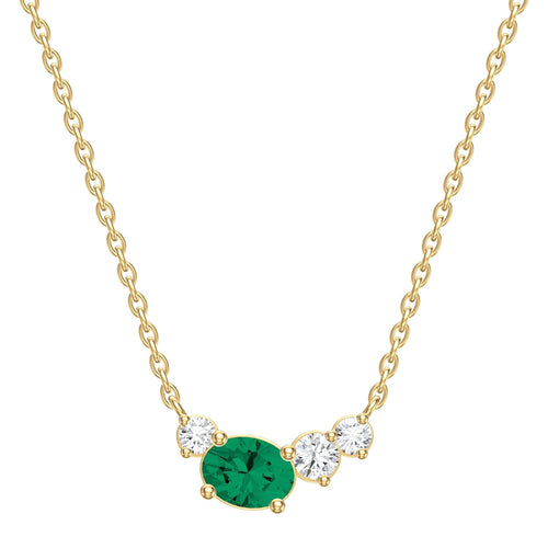 14K Yellow Gold Emerald and Diamond Necklaces