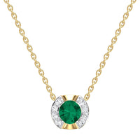 Set Round Emerald and Diamonds Necklace & Earrings