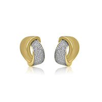 14K Yellow & White Double Curved Huggies Earrings