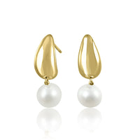 14K Yellow Gold & Pearl Teardrop Earrings