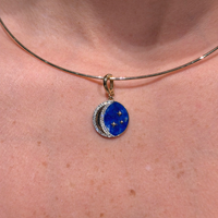 Moon & Midnighrt Stars Lapislazuli with Diamonds Charm