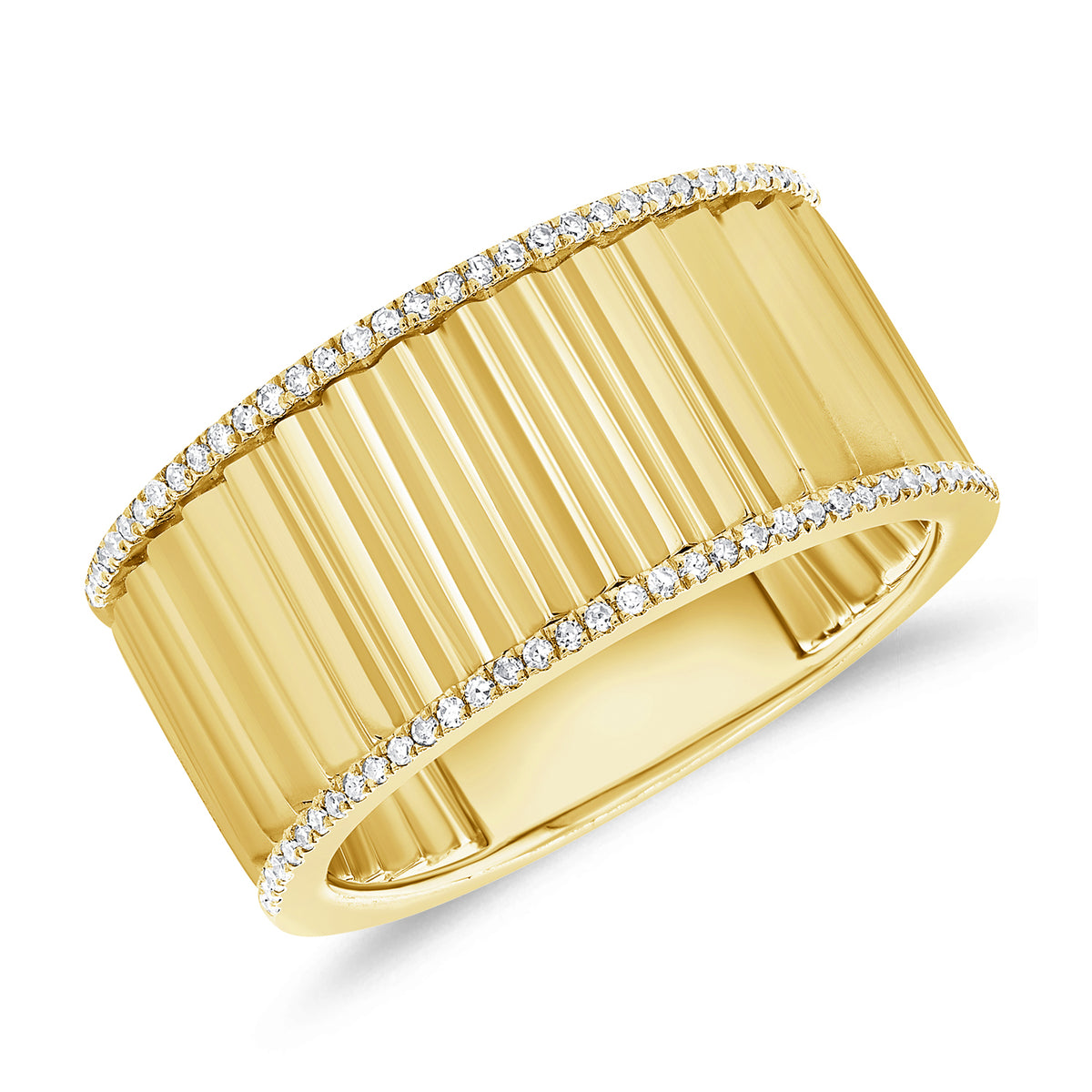 Anillo ovalo flute de oro amarillo con diamantes