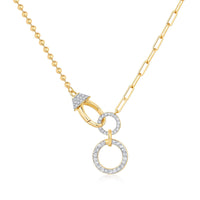 Collar de oro amarillo con cierre de langosta y círculo con diamantes