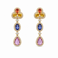 Lotus & Colors on 14K Yellow Gold Earrings