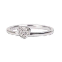  18K White Gold with Diamonds. Subtle ring with heart and love.   18K White Gold Diamond: 0.07 ct