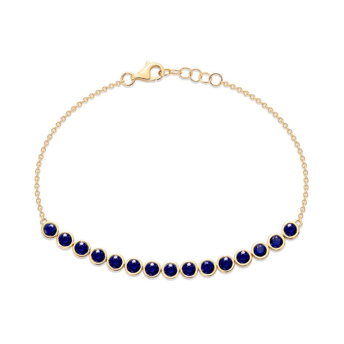 14K Yellow Gold and Sapphire Chain Bracelet