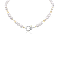 Cadena de perlas con eslabones de oro amarillo 14K