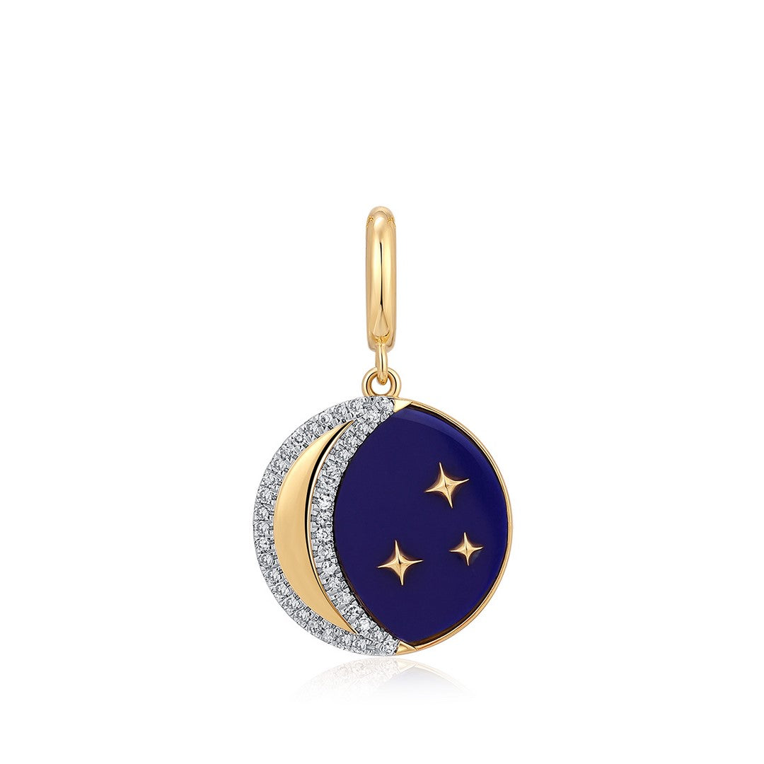 Dije de malaquita & esmeralda con diamantes en oro amarillo 