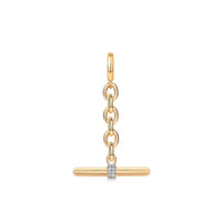 14K Yellow Gold with Diamond T-Bar Charm