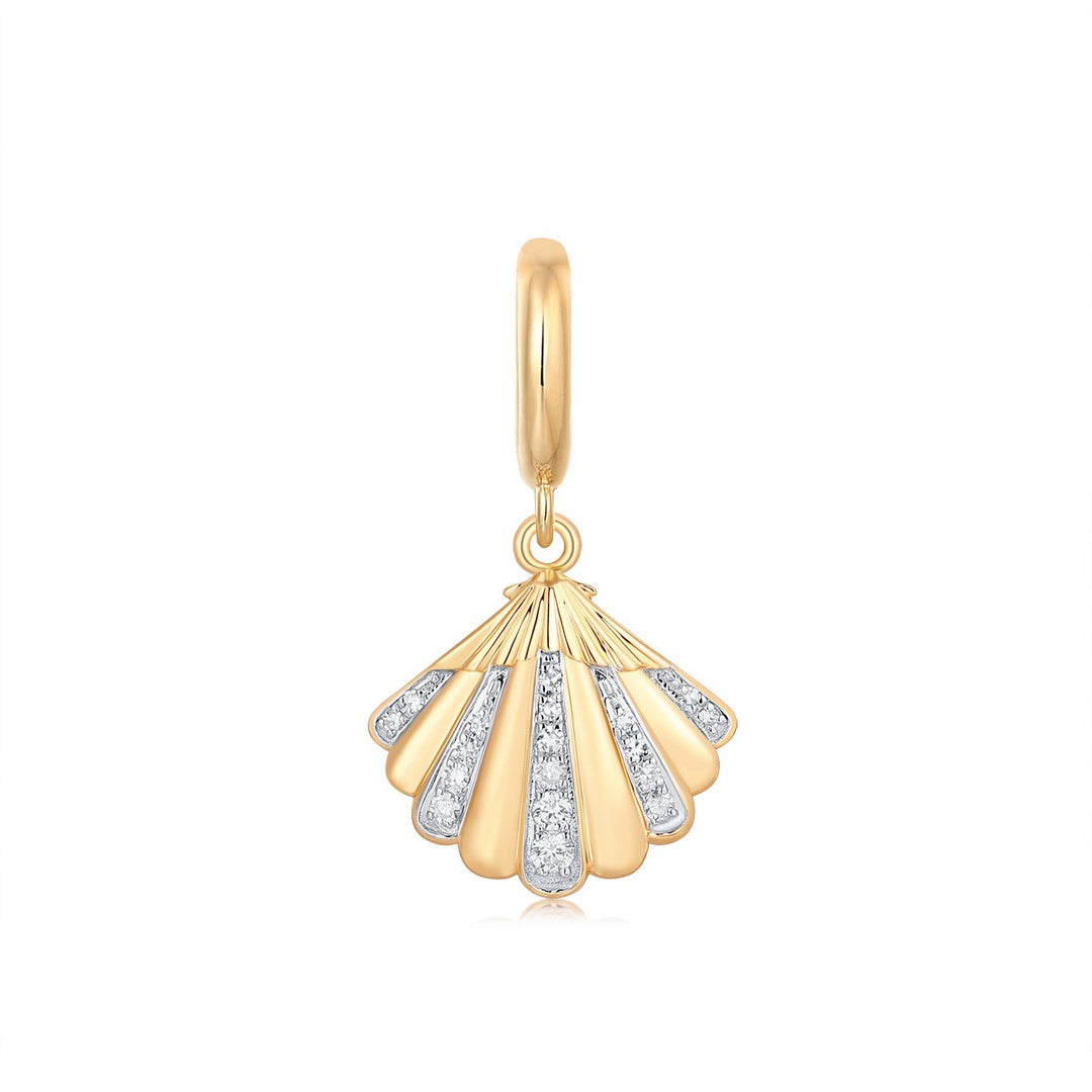 Dije de malaquita & esmeralda con diamantes en oro amarillo 