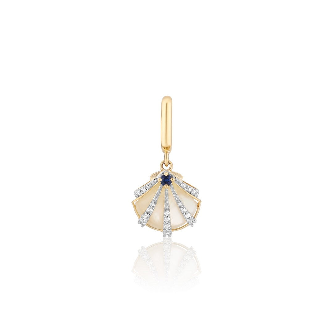 Mother of Pearl with Blue Sapphire & Diamond Shell Charm