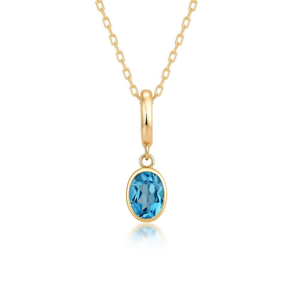 Blue Topaz Oval Charm with 14K Yellow Gold