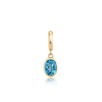 Blue Topaz Oval Charm with 14K Yellow Gold
