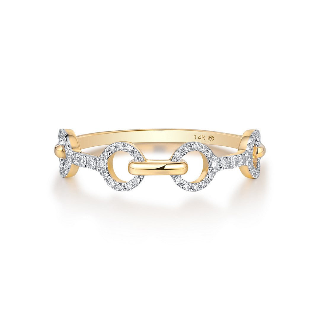 Gold ring with interlocking 14K yellow gold