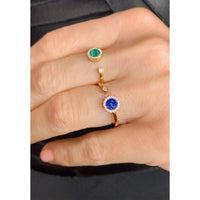 Malachite / Lapis Lazuli Diamond Circle with 14K Gold Rings.