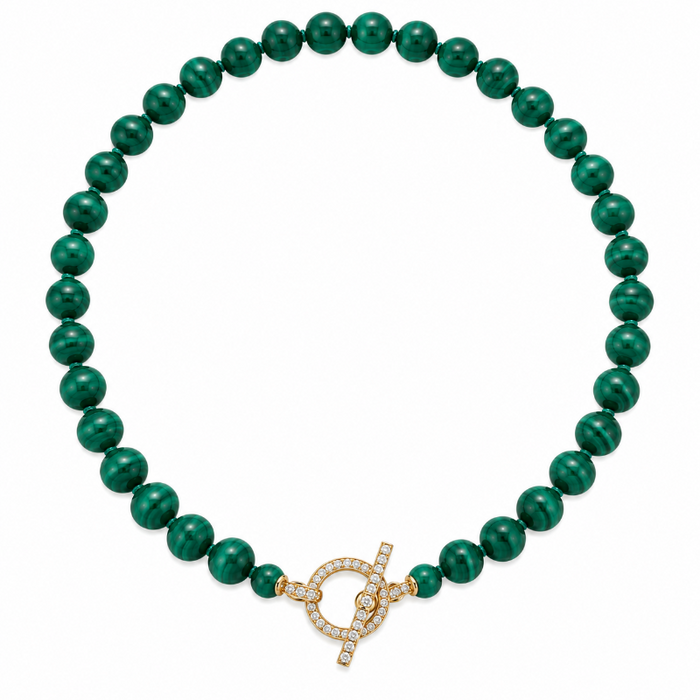 Malachite with Yellow Gold & Diamonds Necklace